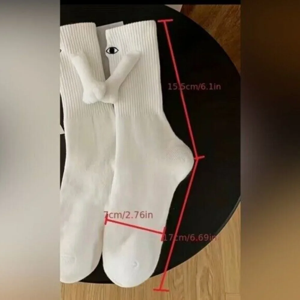 Funny Magnetic Ghost Couple Socks Universal Size Unisex 3D Cotton Holding Hands